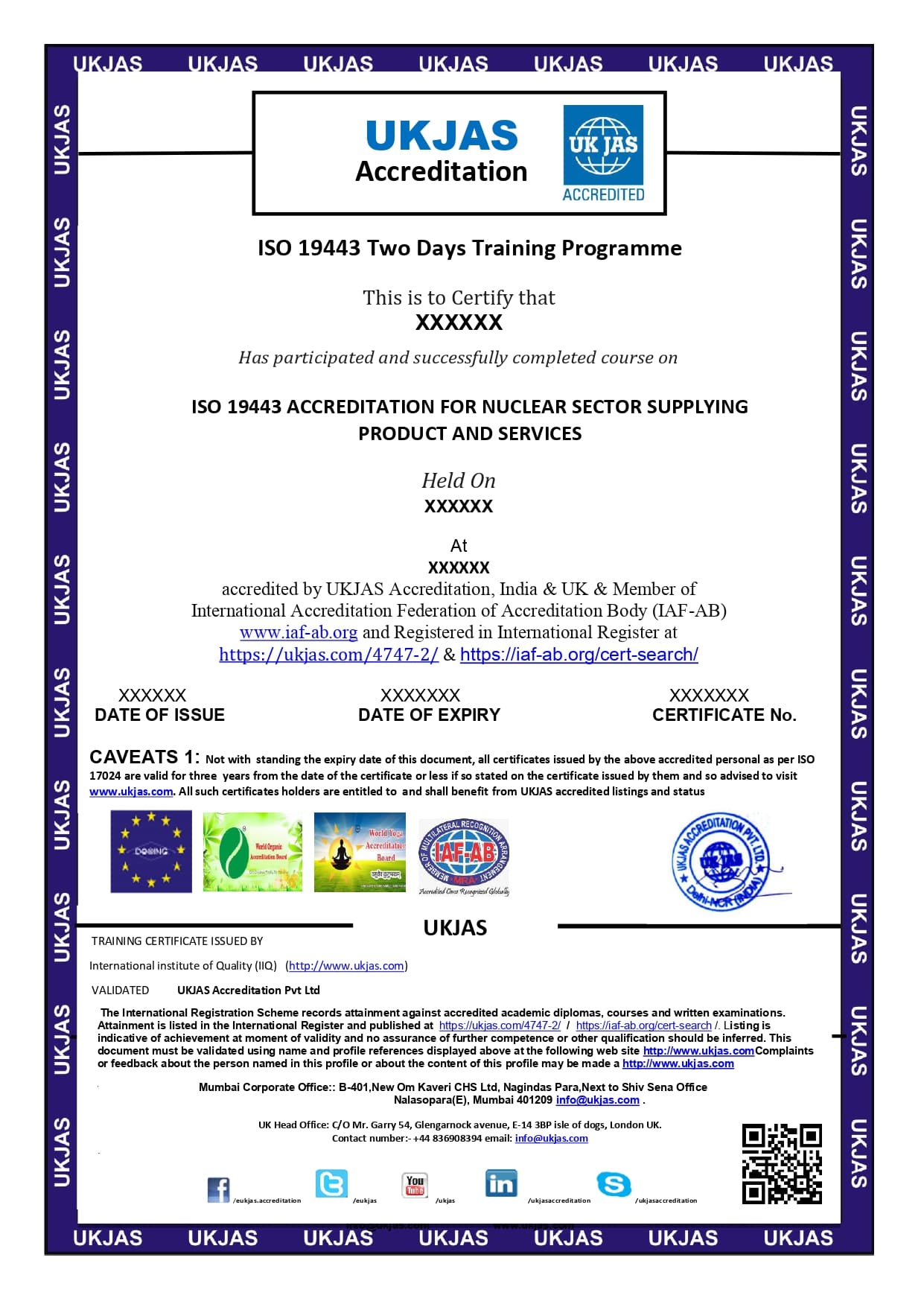 ISO 19443 ACCREDITATION FOR NUCLEAR SECTOR SUPPLYING PRODUCT AND SERVICES