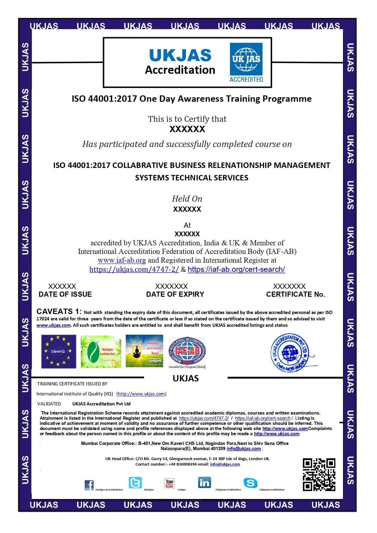 ISO 44001:2017 COLLABRATIVE BUSINESS RELENATIONSHIP MANAGEMENT SYSTEMS TECHNICAL SERVICES