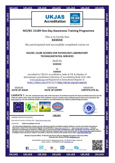 ISO/IEC 15189 ACCREN FOR PATHOLOGY LABORATORY TECHNICADITATIOL SERVICES