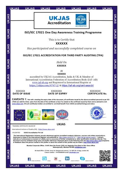 ISO/IEC 17021 ACCREDITATION FOR THIRD PARTY AUDITING (TPA)