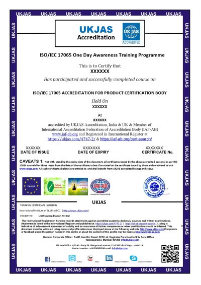 ISO/IEC 17065 ACCREDITATION FOR PRODUCT CERTIFICATION BODY