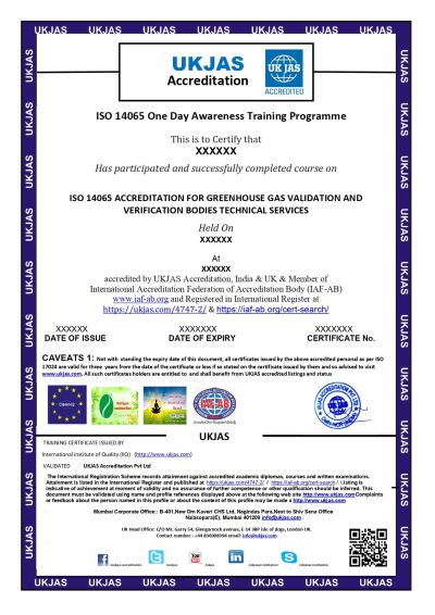 ISO 14065 ACCREDITATION FOR GREENHOUSE GAS VALIDATION AND VERIFICATION BODIES TECHNICAL SERVICES