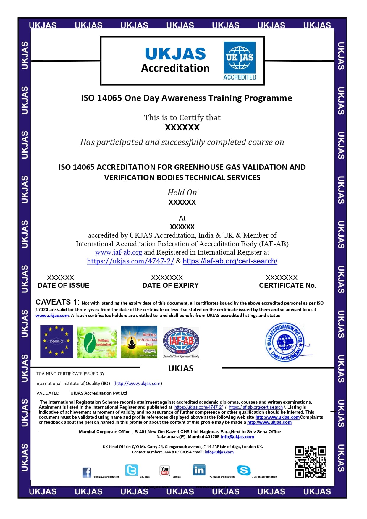 ISO 14065 ACCREDITATION FOR GREENHOUSE GAS VALIDATION AND VERIFICATION BODIES TECHNICAL SERVICES
