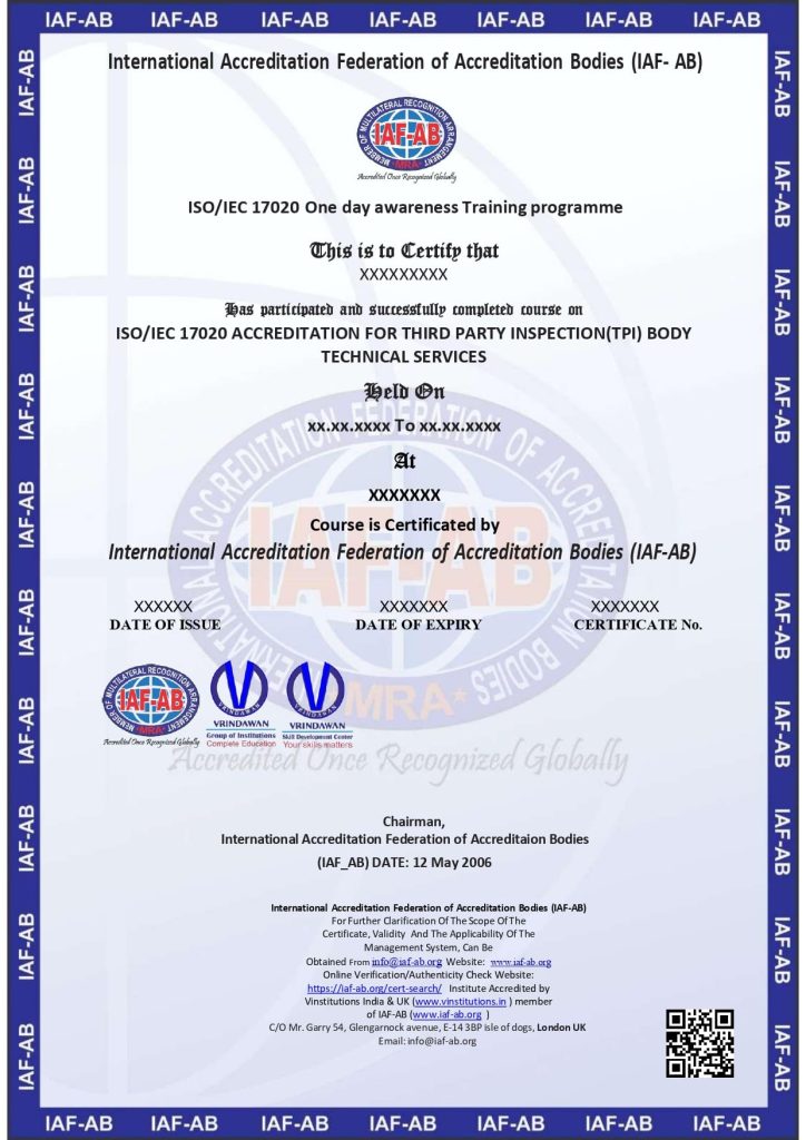 ISO/IEC 17020 ACCREDITATION FOR THIRD PARTY INSPECTION(TPI) BODY ...
