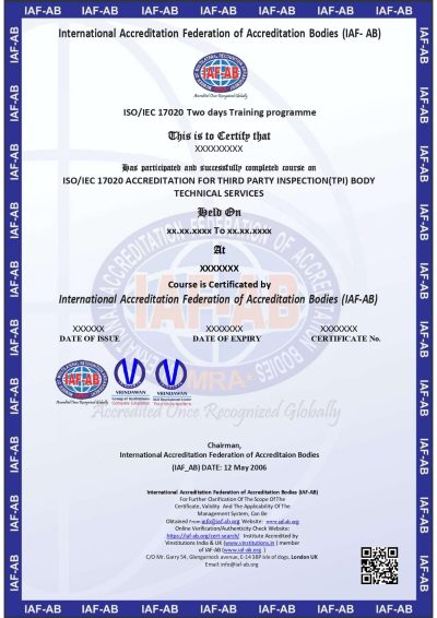 ISO/IEC 17020 ACCREDITATION FOR THIRD PARTY INSPECTION (TPI) BODY TECHNICAL SERVICES