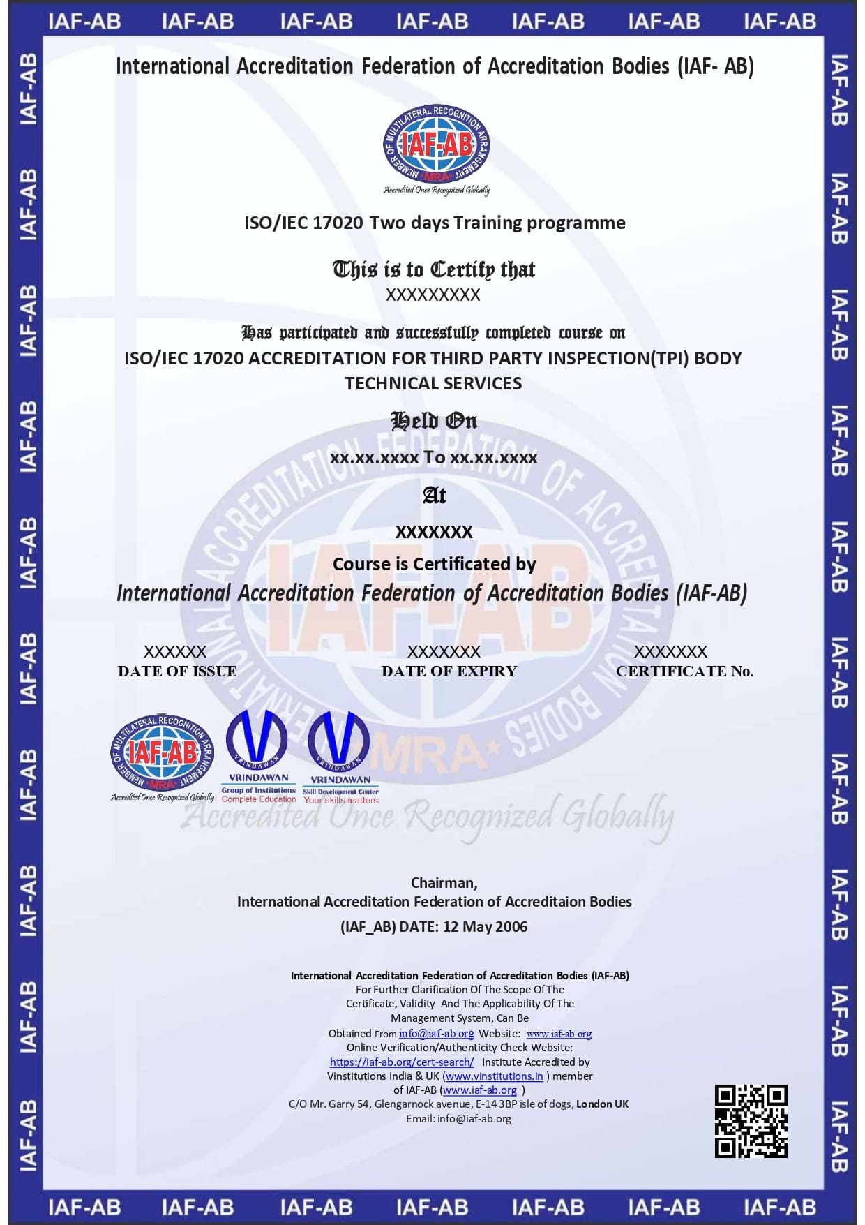 ISO/IEC 17020 ACCREDITATION FOR THIRD PARTY INSPECTION (TPI) BODY TECHNICAL SERVICES