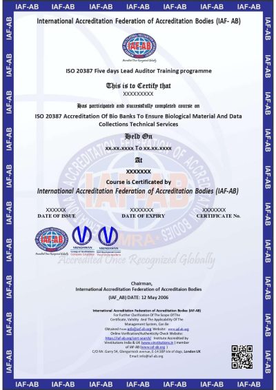 ISO 20387 ACCREDITATION OF BIO BANKS TO ENSURE BIOLOGICAL MATERIAL AND DATA COLLECTIONS TECHNICAL SERVICES