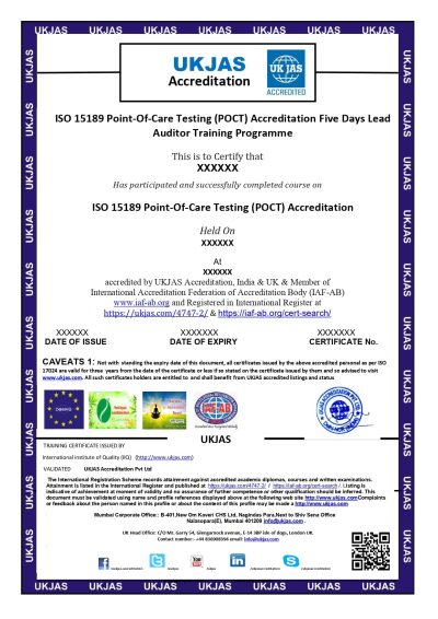 ISO 15189 Point-Of-Care Testing (POCT) Accreditation