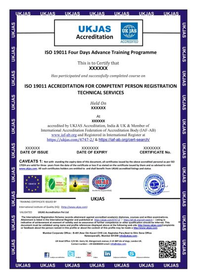 ISO 19011 ACCREDITATION FOR COMPETENT PERSON REGISTRATION TECHNICAL SERVICES