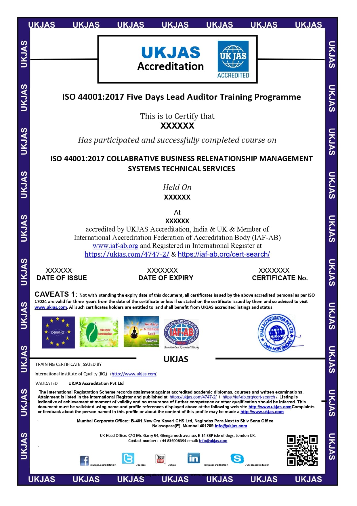 ISO 44001:2017 COLLABRATIVE BUSINESS RELENATIONSHIP MANAGEMENT SYSTEMS TECHNICAL SERVICES