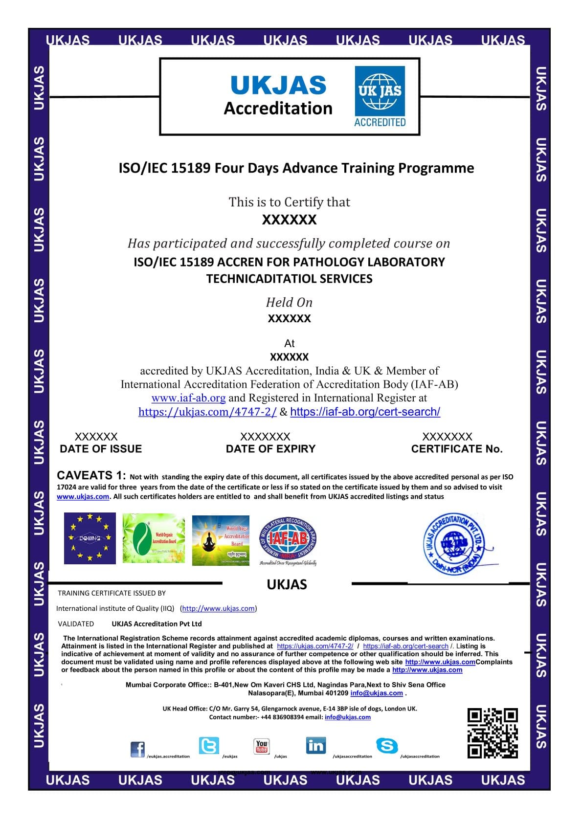 ISO/IEC 15189 ACCREN FOR PATHOLOGY LABORATORY TECHNICADITATIOL SERVICES