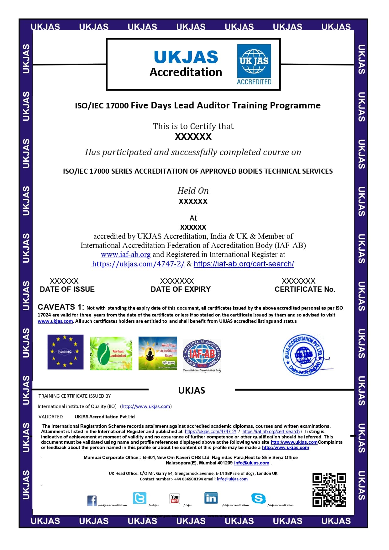 ISO/IEC 17000 SERIES ACCREDITATION OF APPROVED BODIES TECHNICAL SERVICES