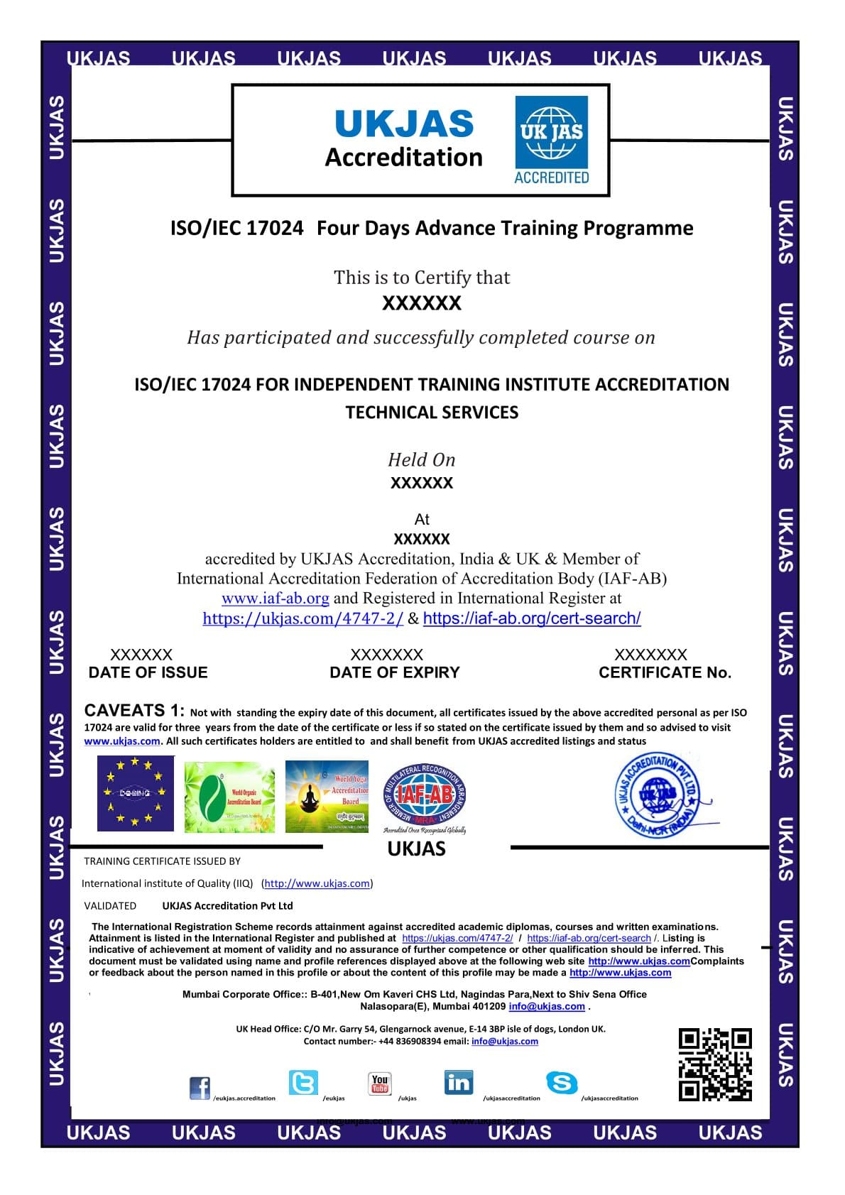 ISO/IEC 17024 FOR INDEPENDENT TRAINING INSTITUTE ACCREDITATION TECHNICAL SERVICES
