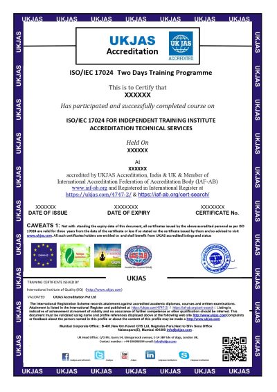 ISO/IEC 17024 FOR INDEPENDENT TRAINING INSTITUTE ACCREDITATION TECHNICAL SERVICES