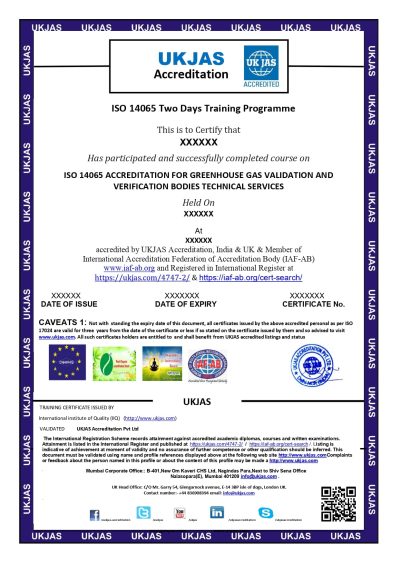 ISO 14065 ACCREDITATION FOR GREENHOUSE GAS VALIDATION AND VERIFICATION BODIES TECHNICAL SERVICES