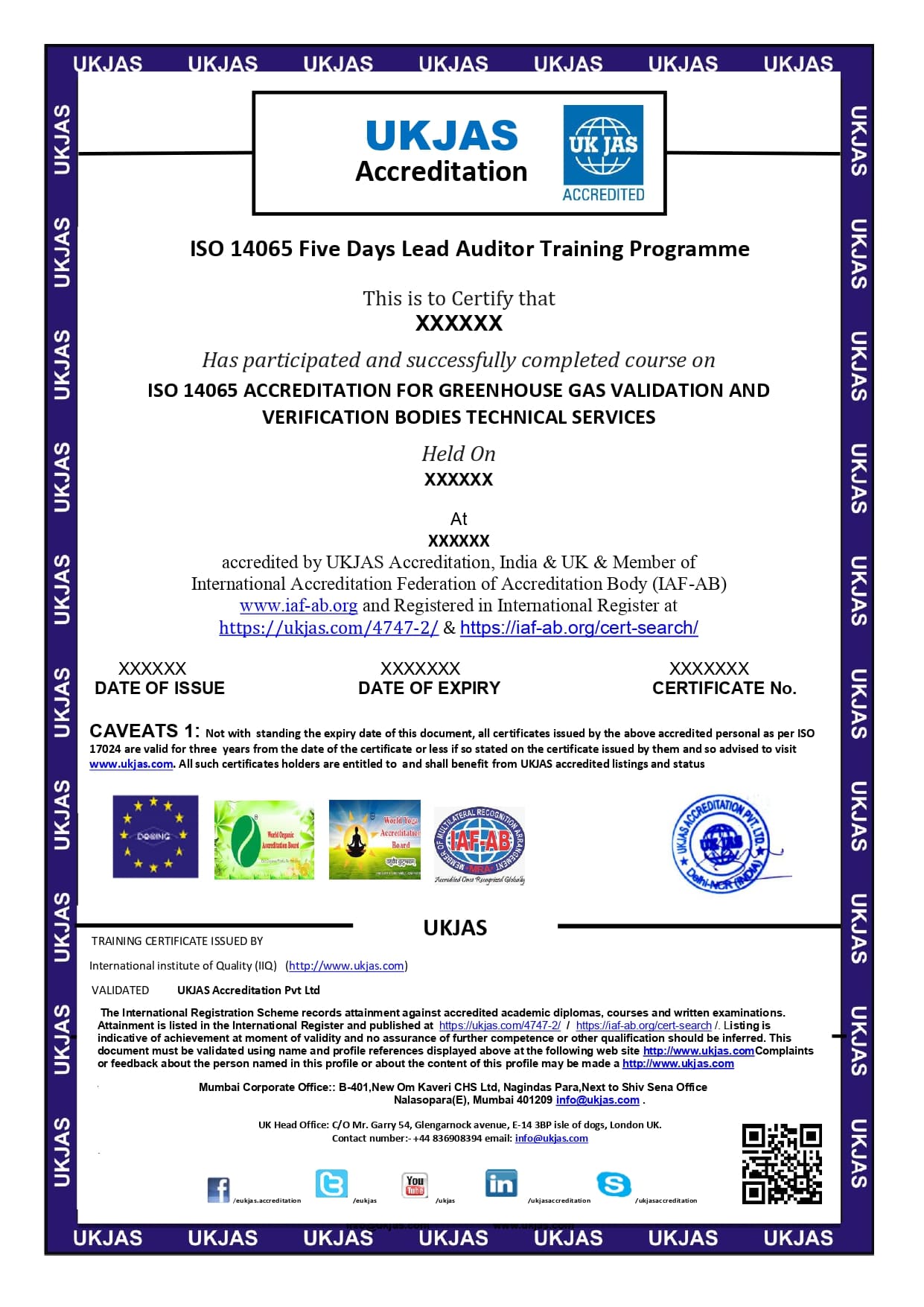 ISO 14065 ACCREDITATION FOR GREENHOUSE GAS VALIDATION AND VERIFICATION BODIES TECHNICAL SERVICES