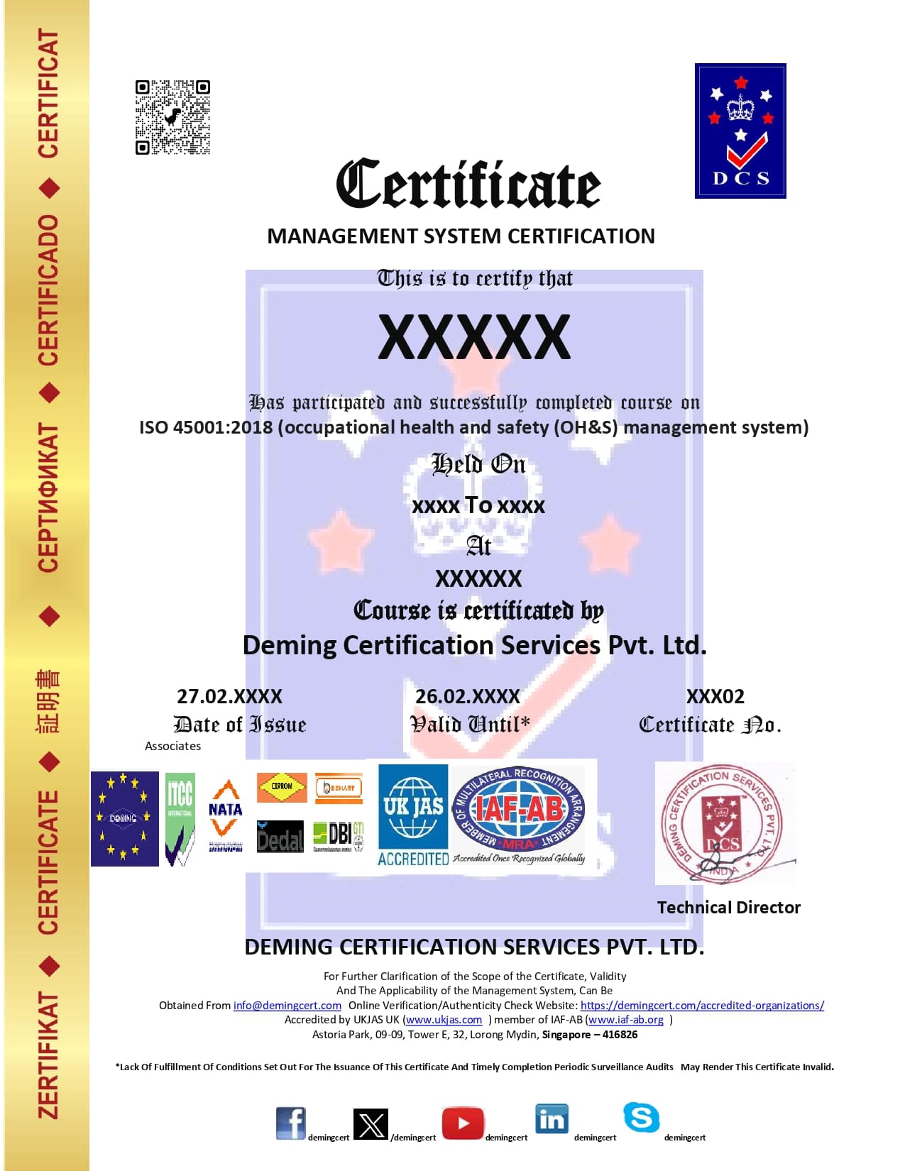 ISO 45001 OCCUPATIONAL HEALTH AND SAFETY (OHS)