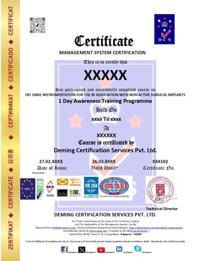 ISO 16061 INSTRUMENTATION FOR USE IN ASSOCIATION WITH  NON-ACTIVE SURGICAL IMPLANTS