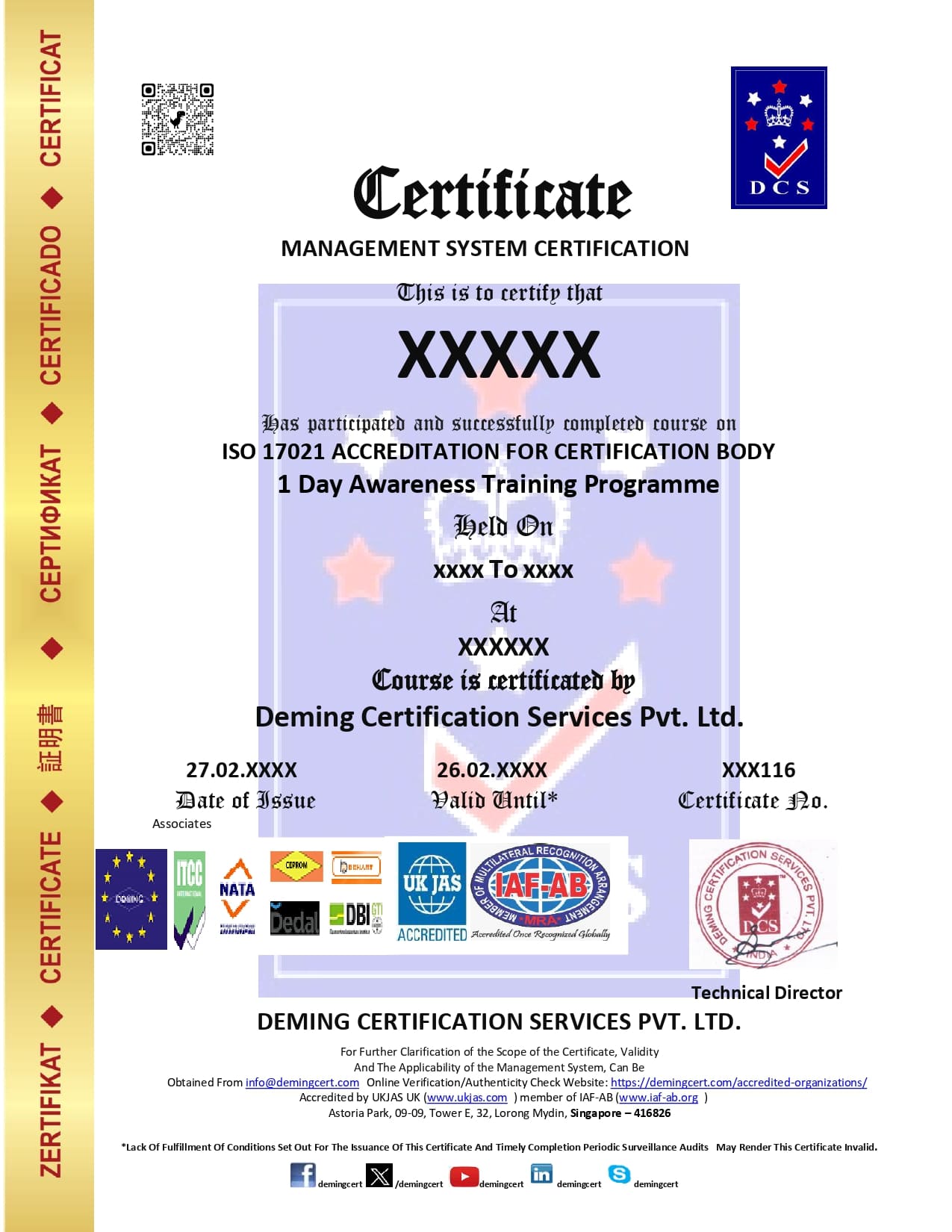 ISO 17021 ACCREDITATION FOR CERTIFICATION BODY