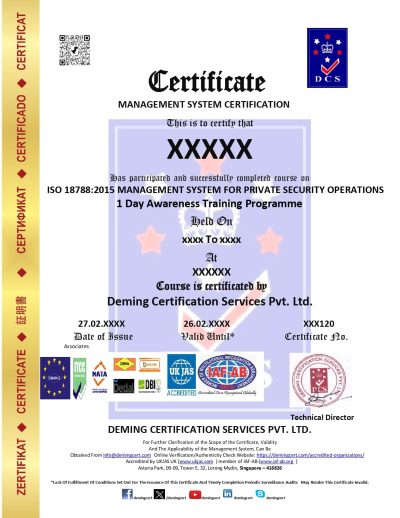 ISO 18788:2015 MANAGEMENT SYSTEM FOR PRIVATE SECURITY OPERATIONS