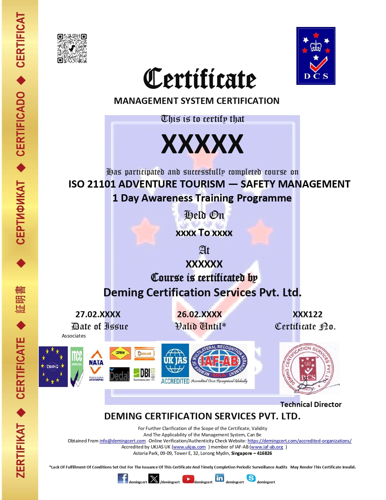 ISO 21101 ADVENTURE TOURISM — SAFETY MANAGEMENT
