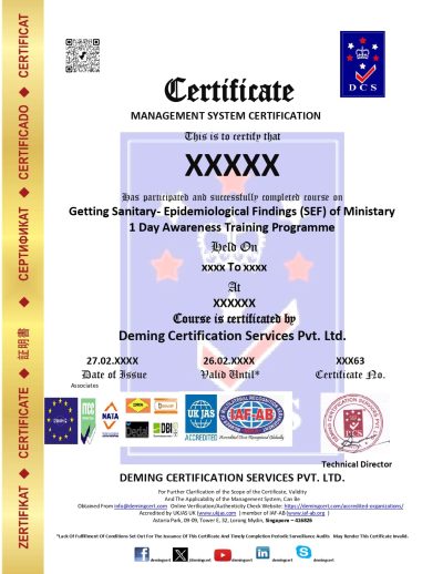 GETTING SANITARY- EPIDEMIOLOGICAL FINDINGS (SEF) OF MINISTRY