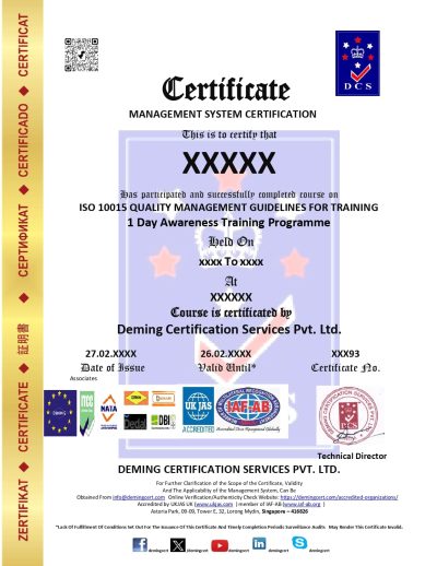 ISO 10015 QUALITY MANAGEMENT GUIDELINES FOR TRAINING